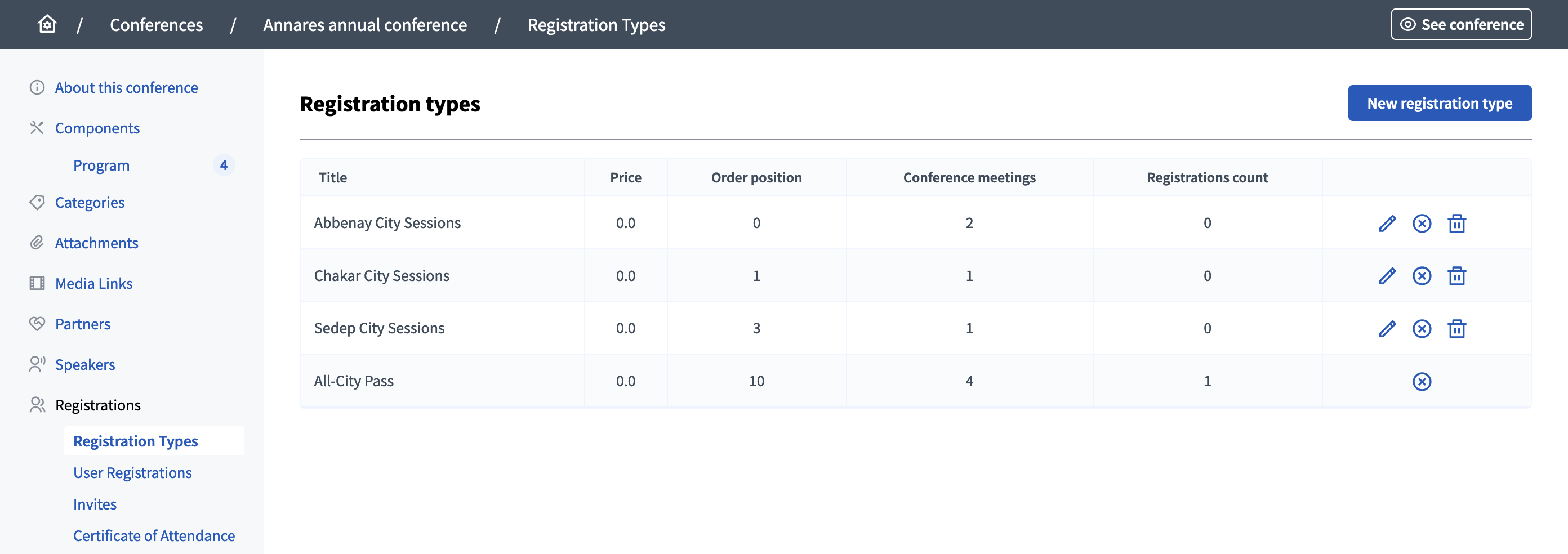 Manage registration types