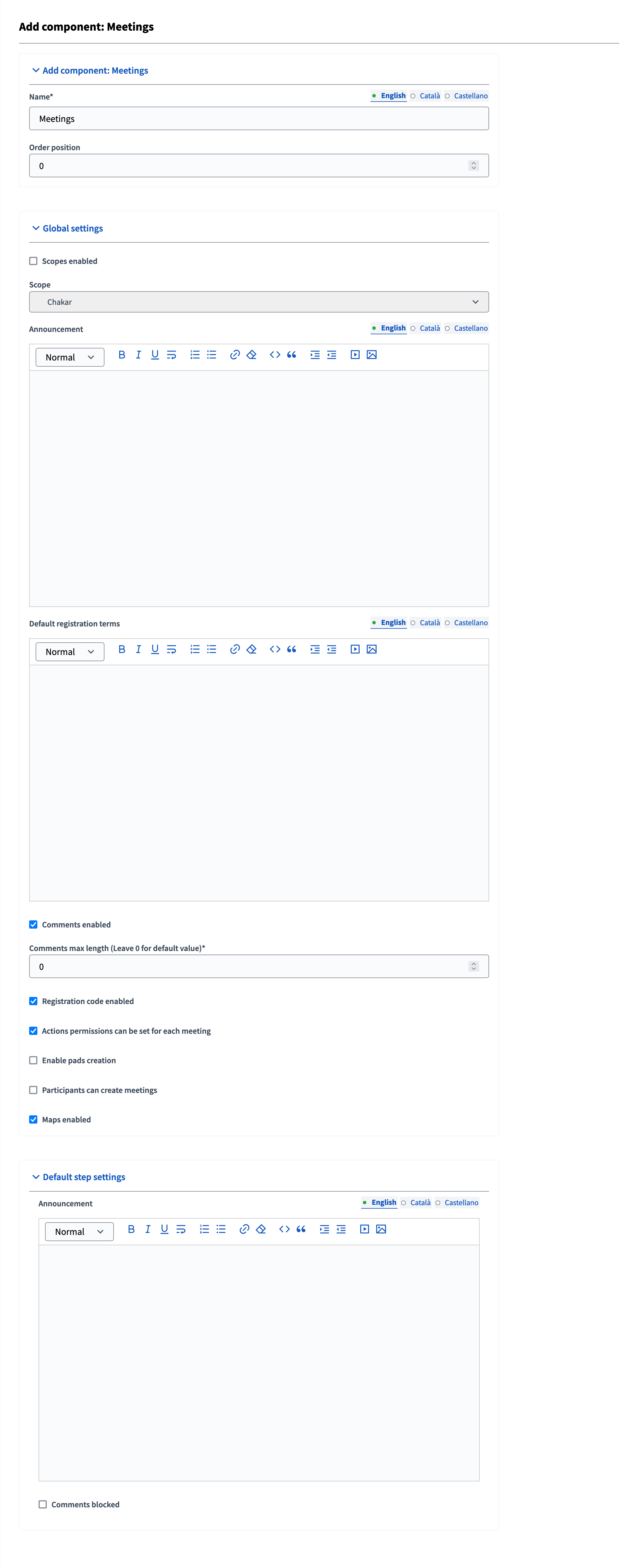 Add a meetings component