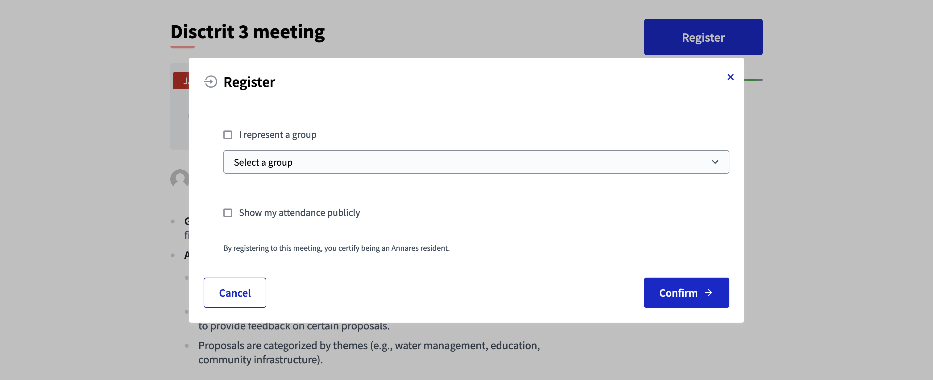 Join a meeting confirm modal