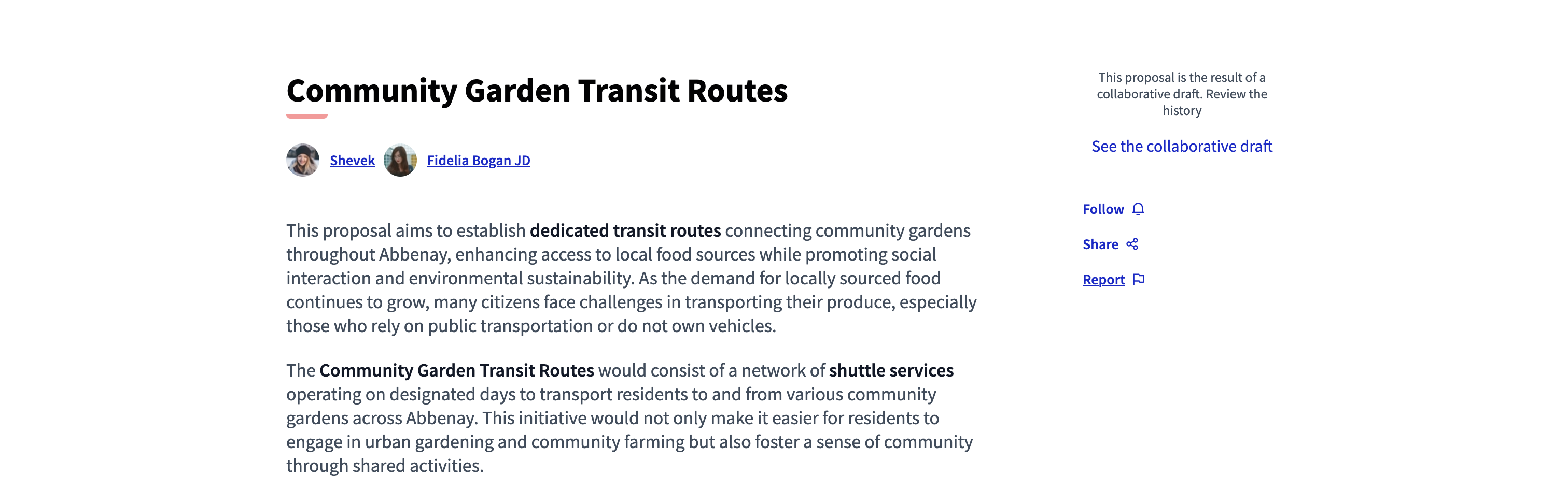 collaborative draft published
