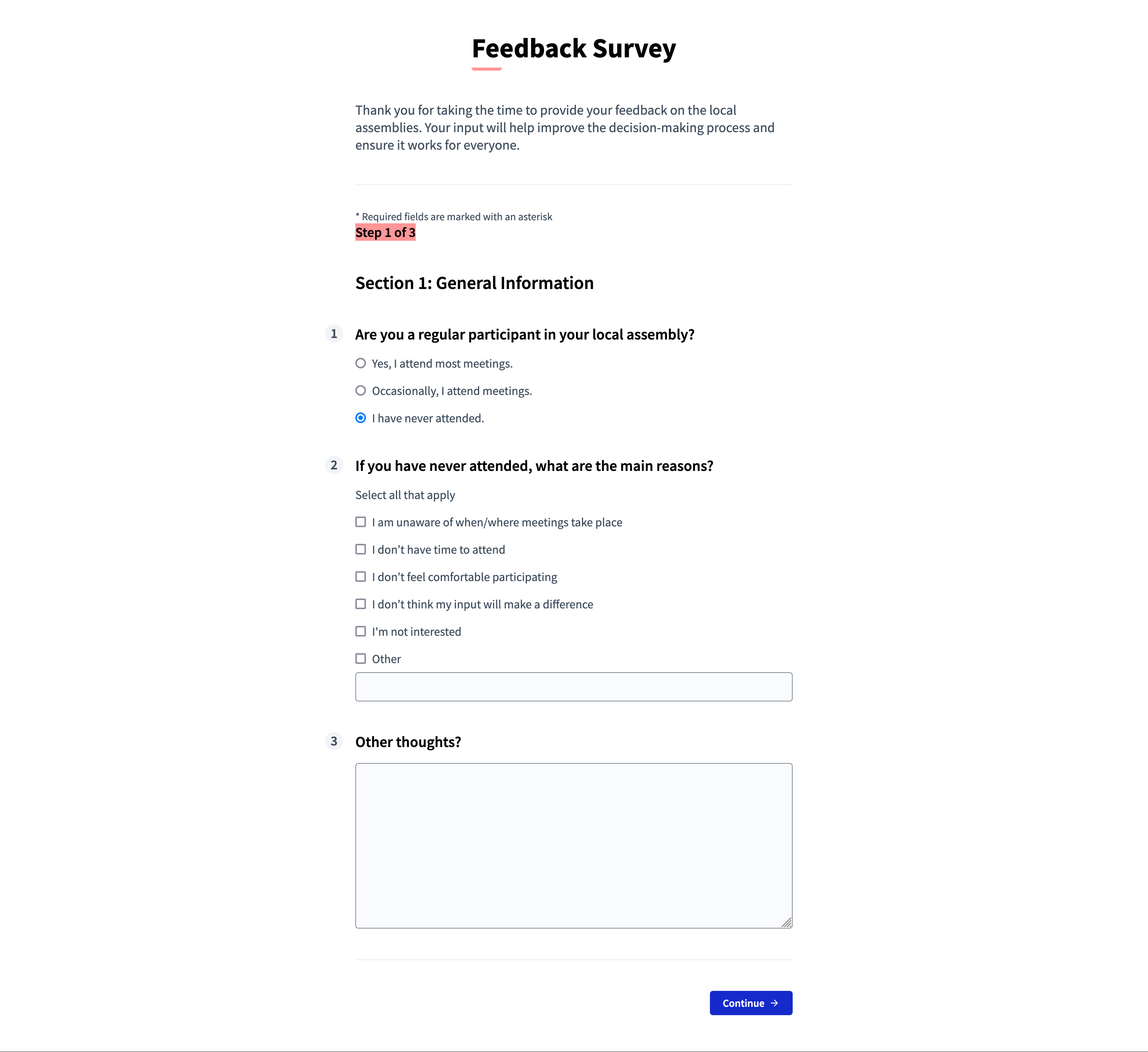 Example of a survey