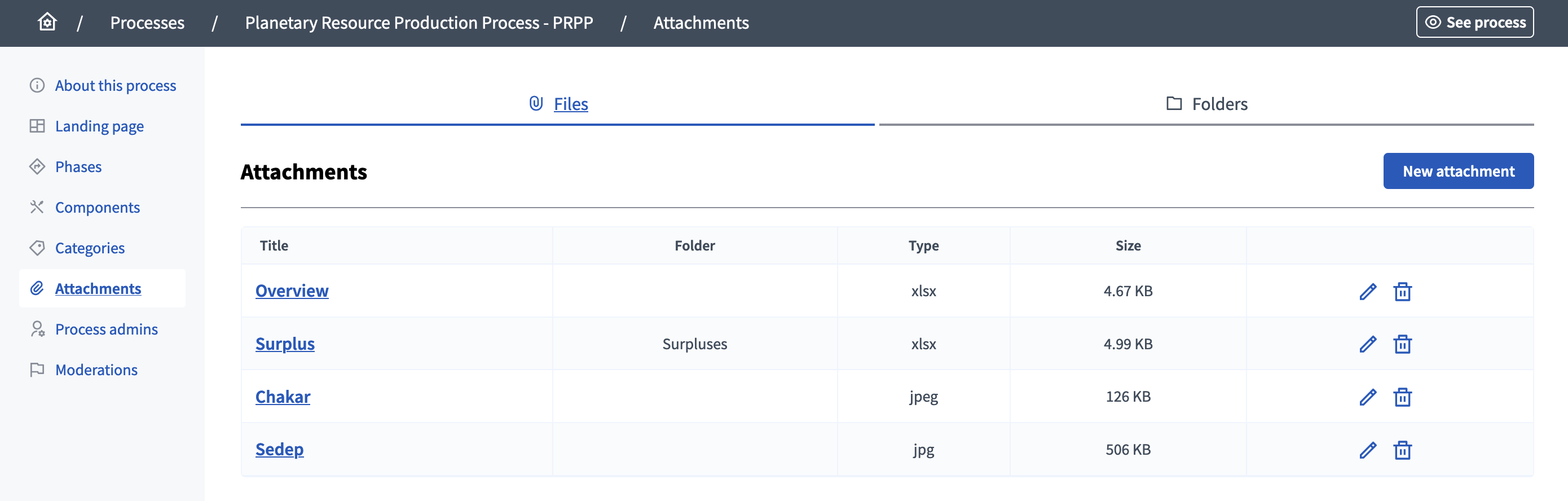 View the attachments in the administration interface
