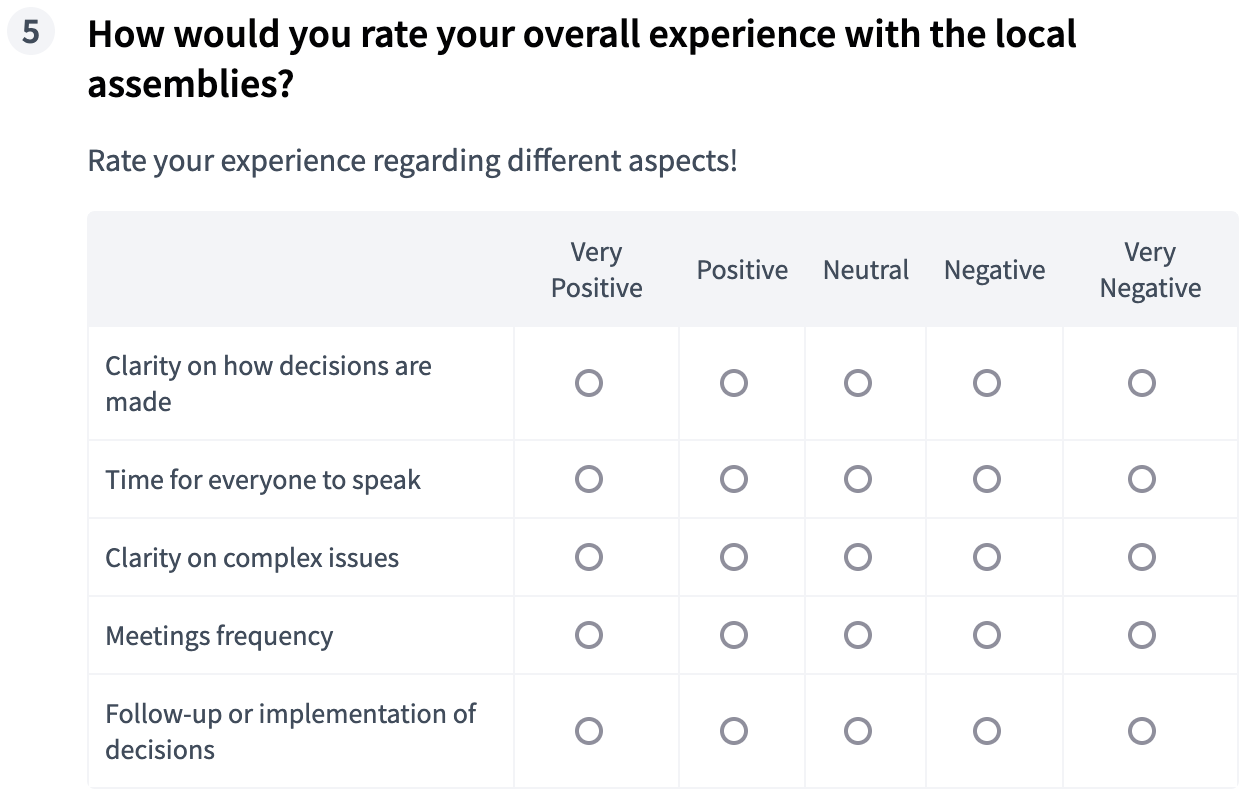 Type de matrice (Single option) - frontend