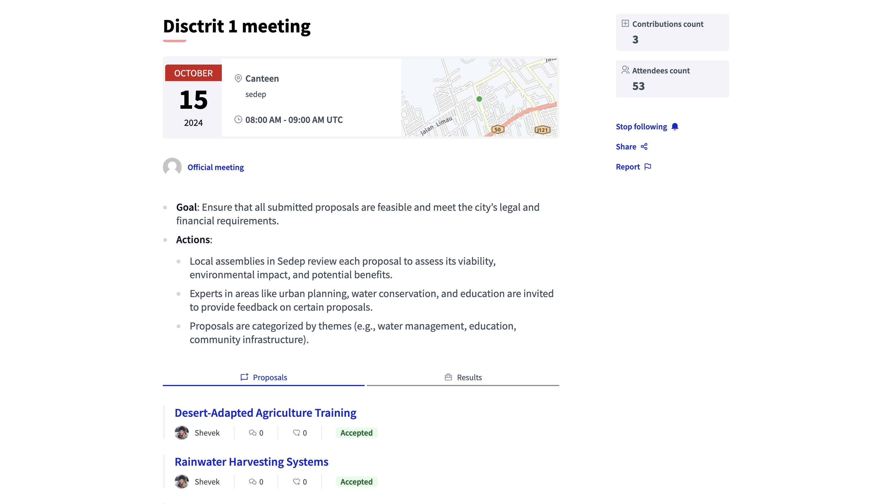 Related proposal in a meeting